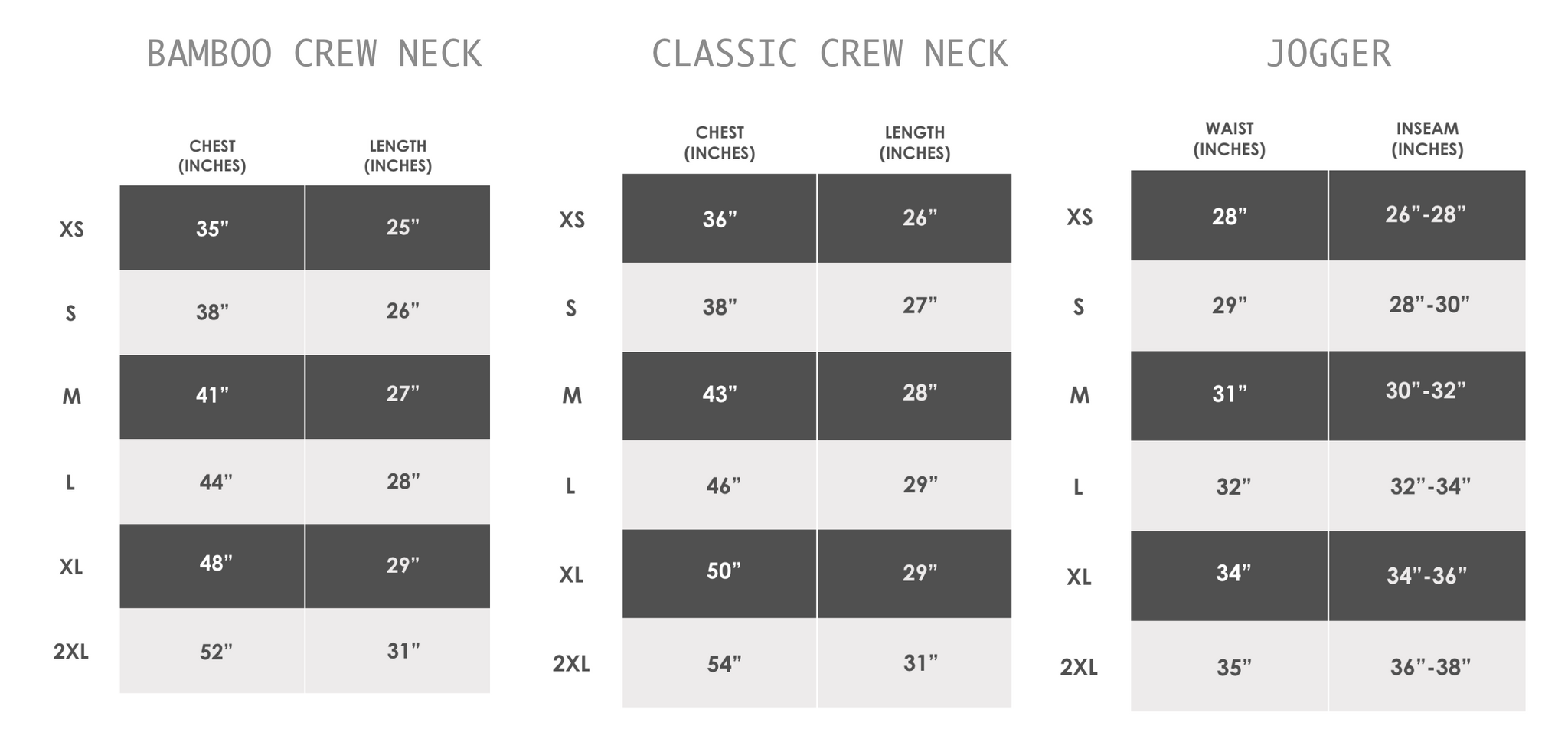 Size Chart - The Saltwater Collective